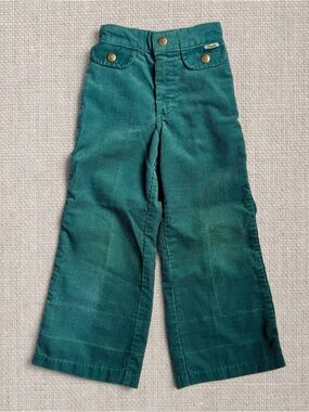 Vintage 80s Disney Winnie The Pooh Green Corduroy Pants Boys 5 Slim Sears Rare